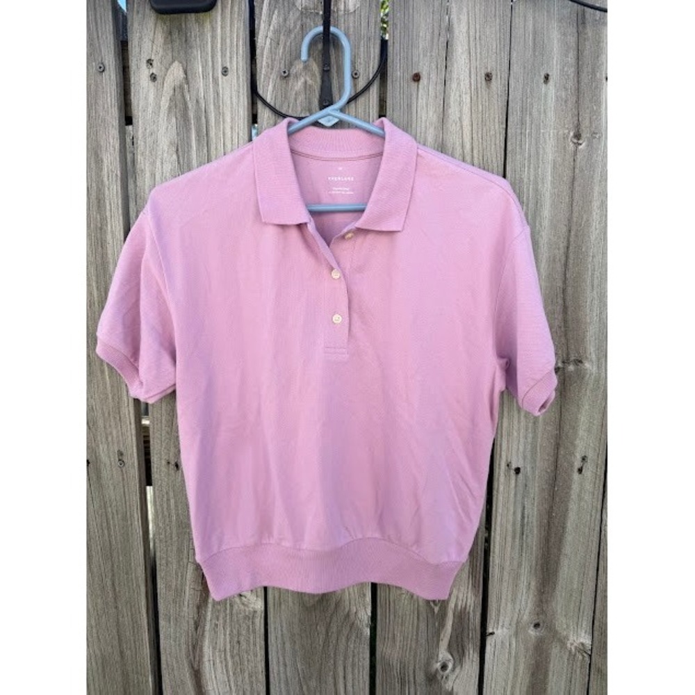 Preppy Minimalist Everlane Polo Shirt XS Pink Short Sleeve Organic Cotton Ribbed